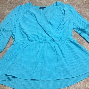 Lane Bryant Blue Crinkle Wrap Top - Size 20